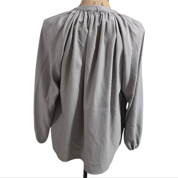 Antonio Melani Balloon Sleeve Gray Peasant Tie Neck Blouse‎ Size Small New - Picture 2 of 7